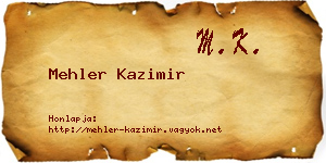 Mehler Kazimir névjegykártya